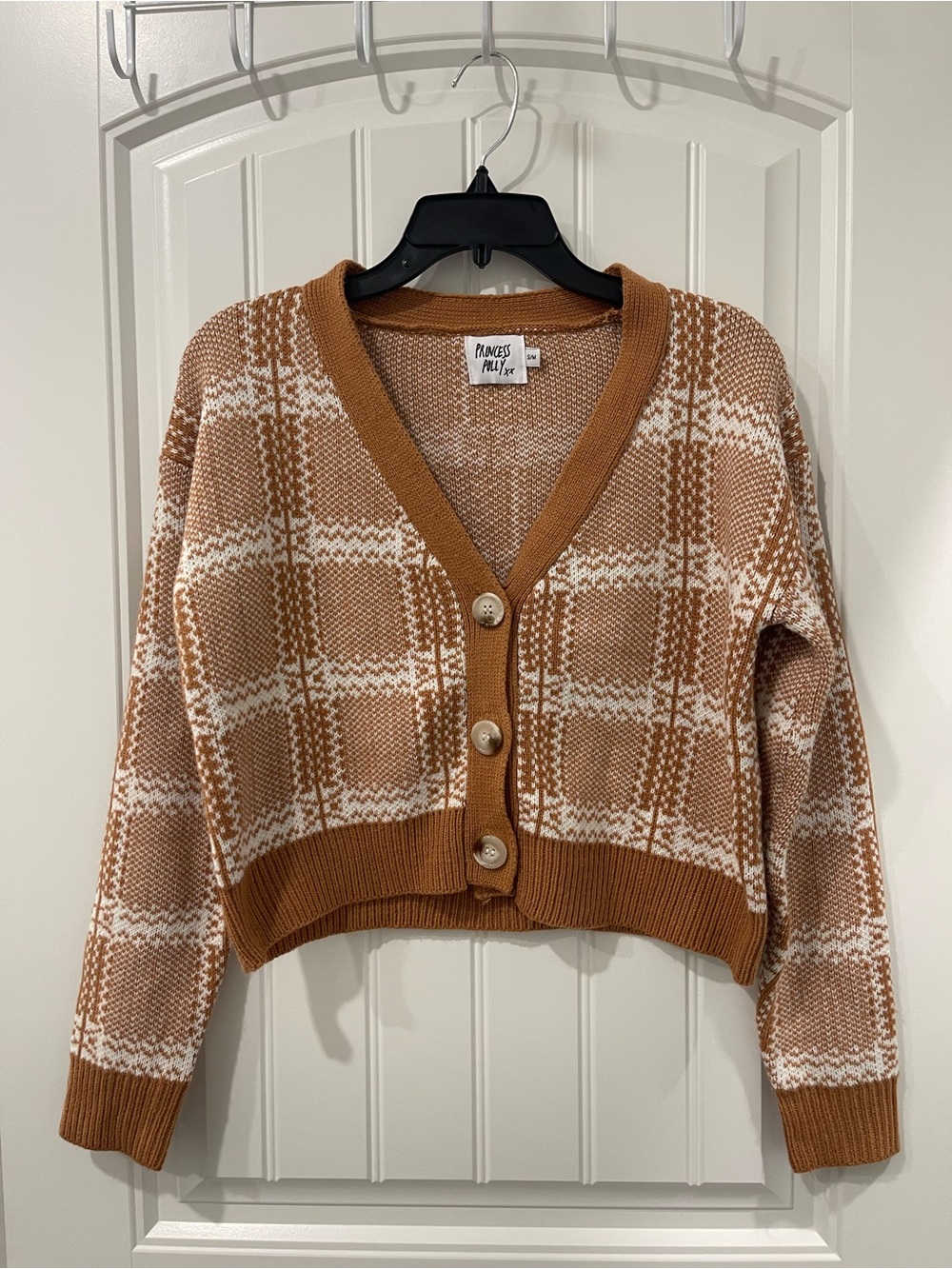 Princess Polly Plaid Cropped Cardigan | Size S/M